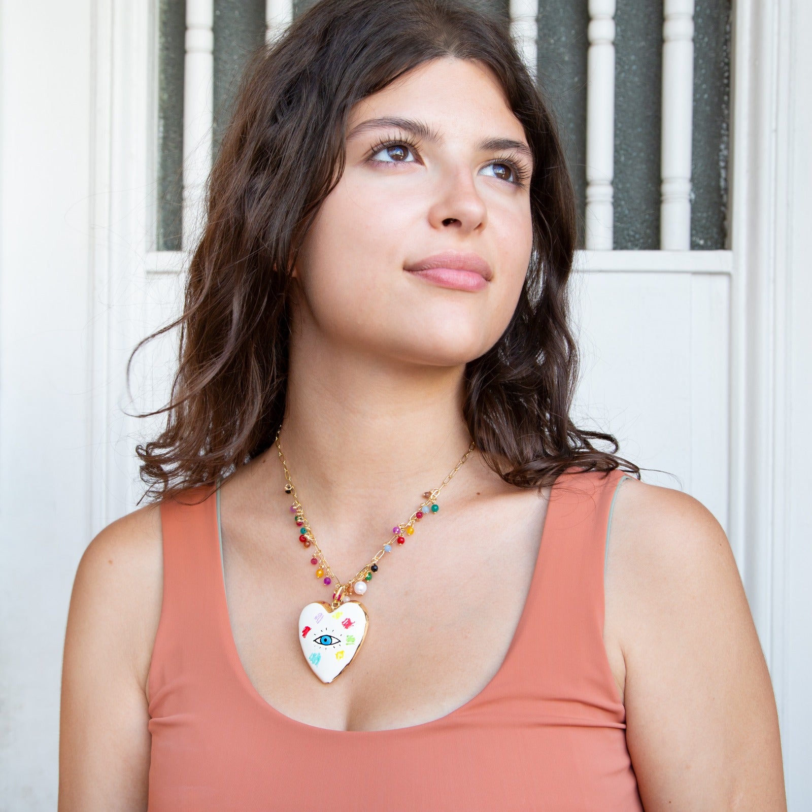 COLLAR CORAZÓN PINTADO