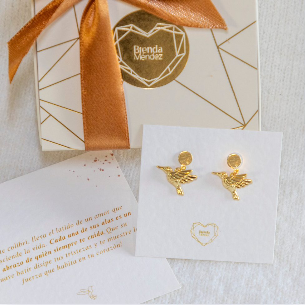 Nuevos Aros "Colibrí" Baño de Oro