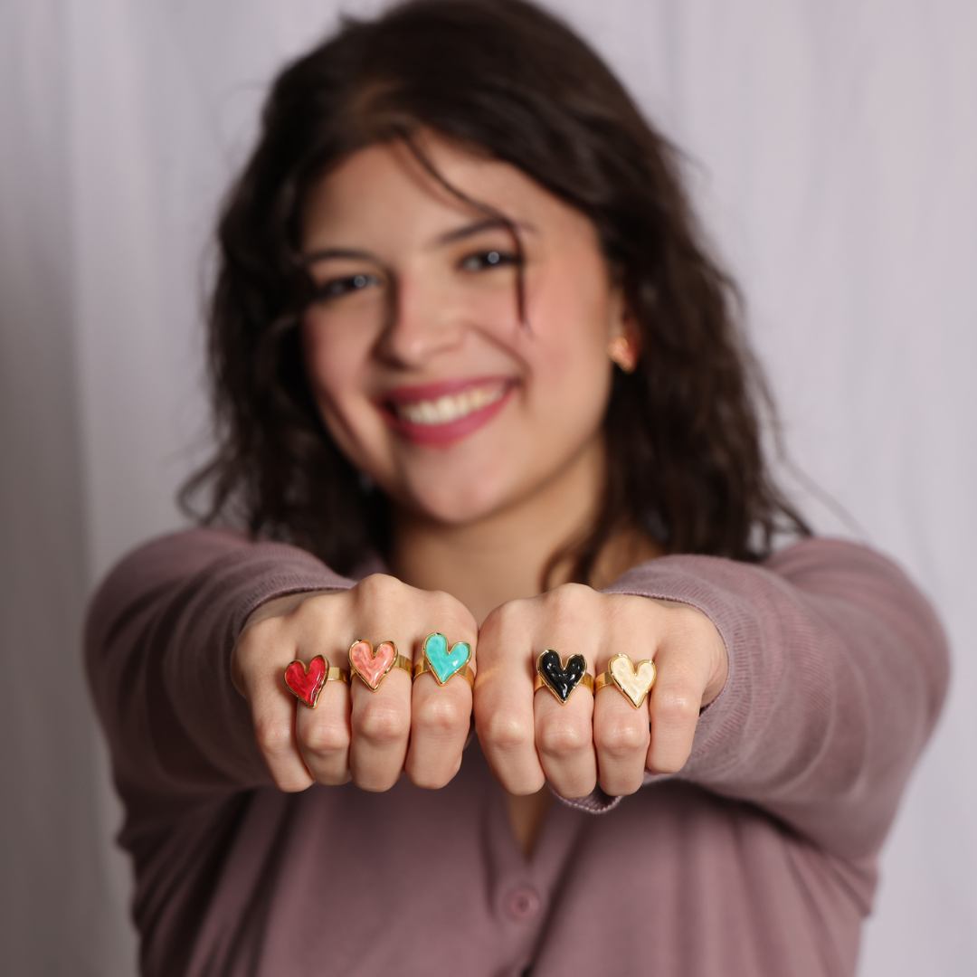Anillo Corazón VIVA - Baño de Oro 18K - Ajustable