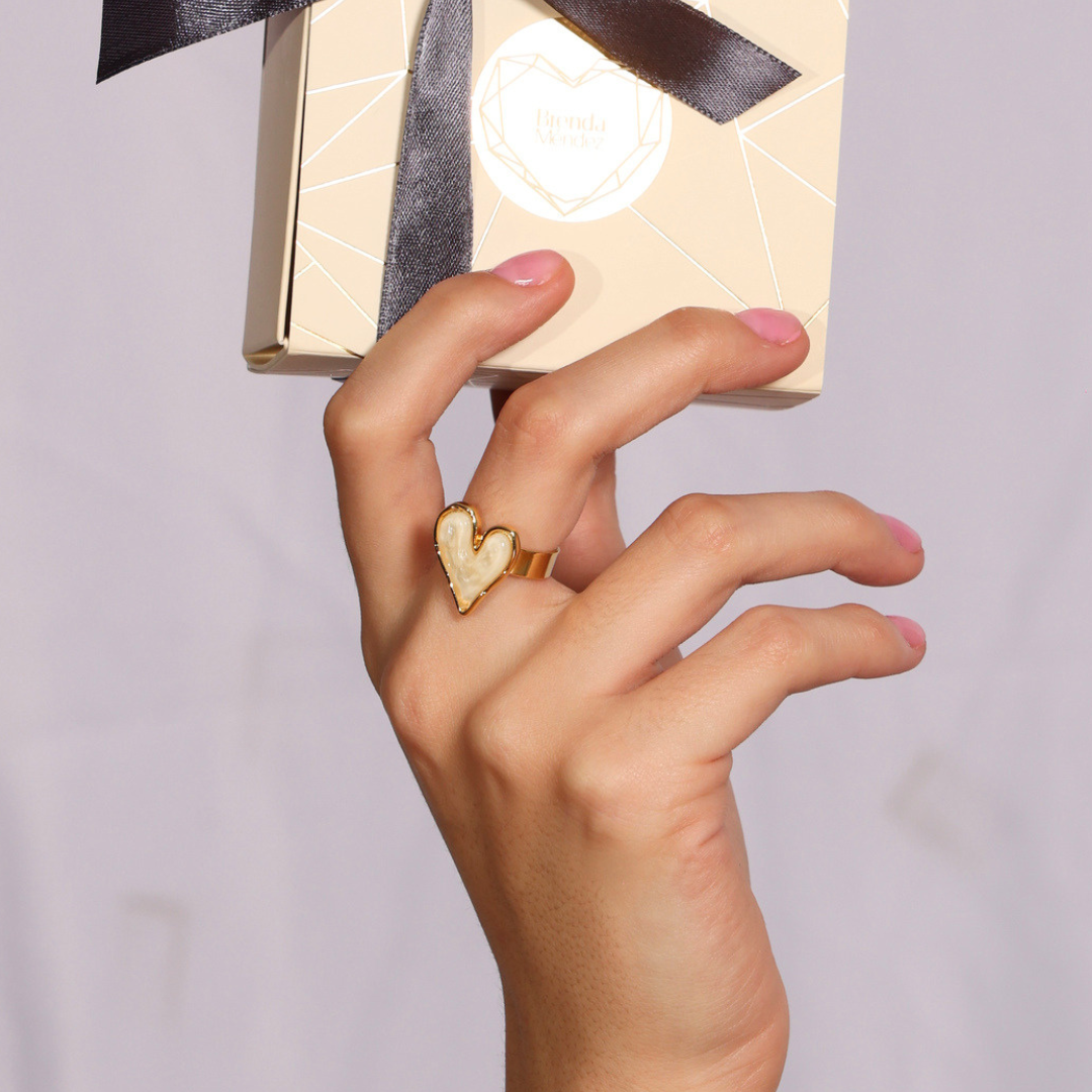Anillo Corazón VIVA - Baño de Oro 18K - Ajustable