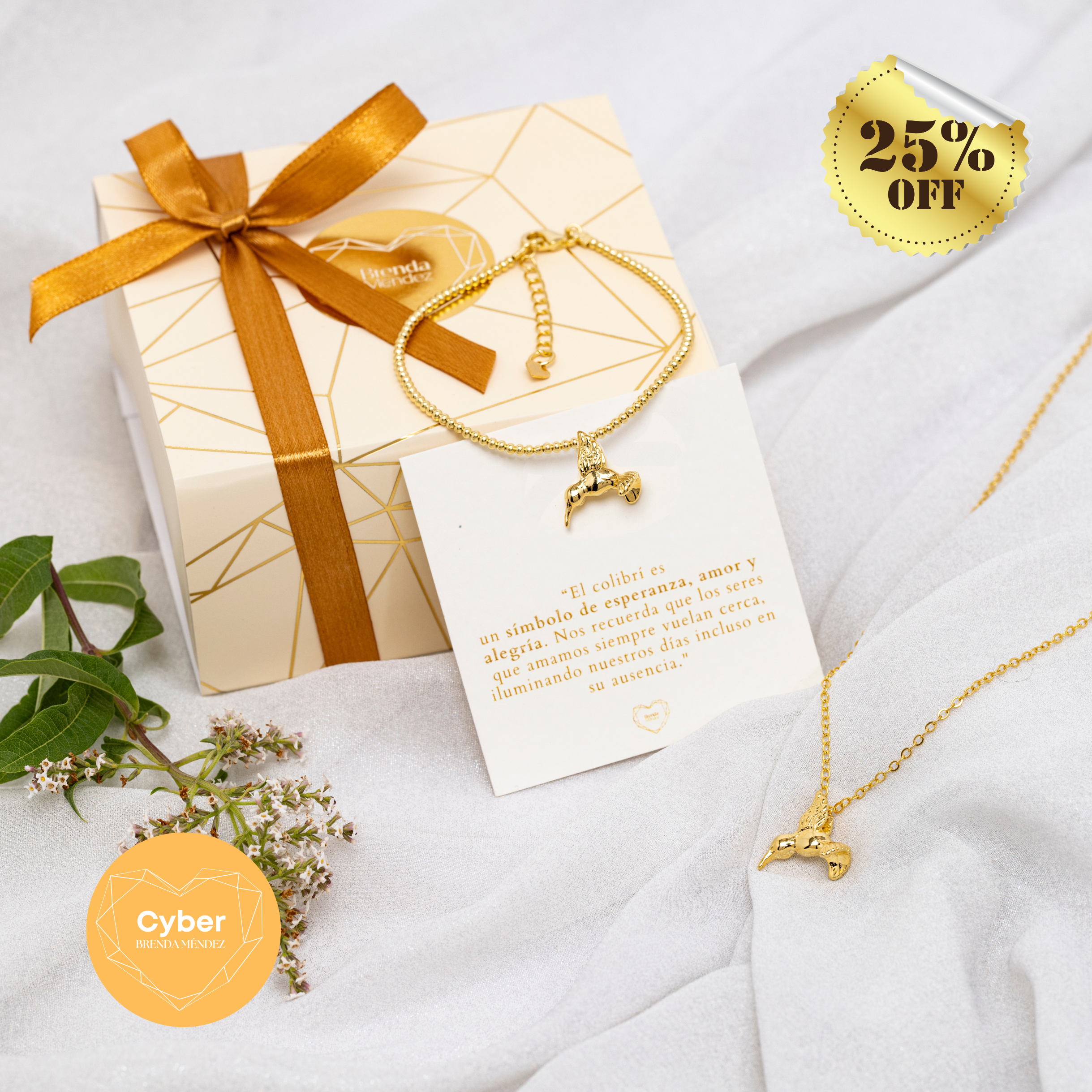 NUEVO CONJUNTO COLIBRÍ "GOLDEN EDITION" (COLLAR + PULSERA)