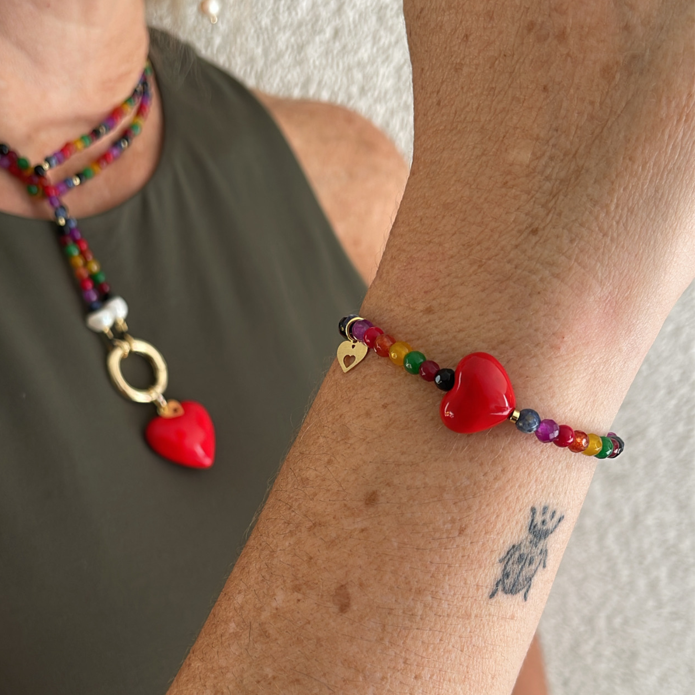 CONJUNTO "LATIDOS DE AMOR" COLLAR LARGO + PULSERA
