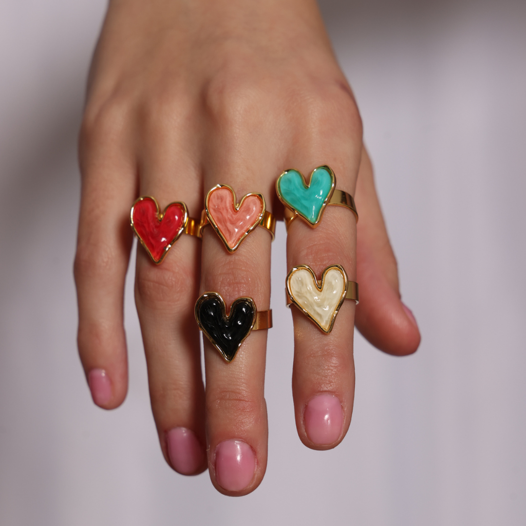 Anillo Corazón VIVA - Baño de Oro 18K - Ajustable