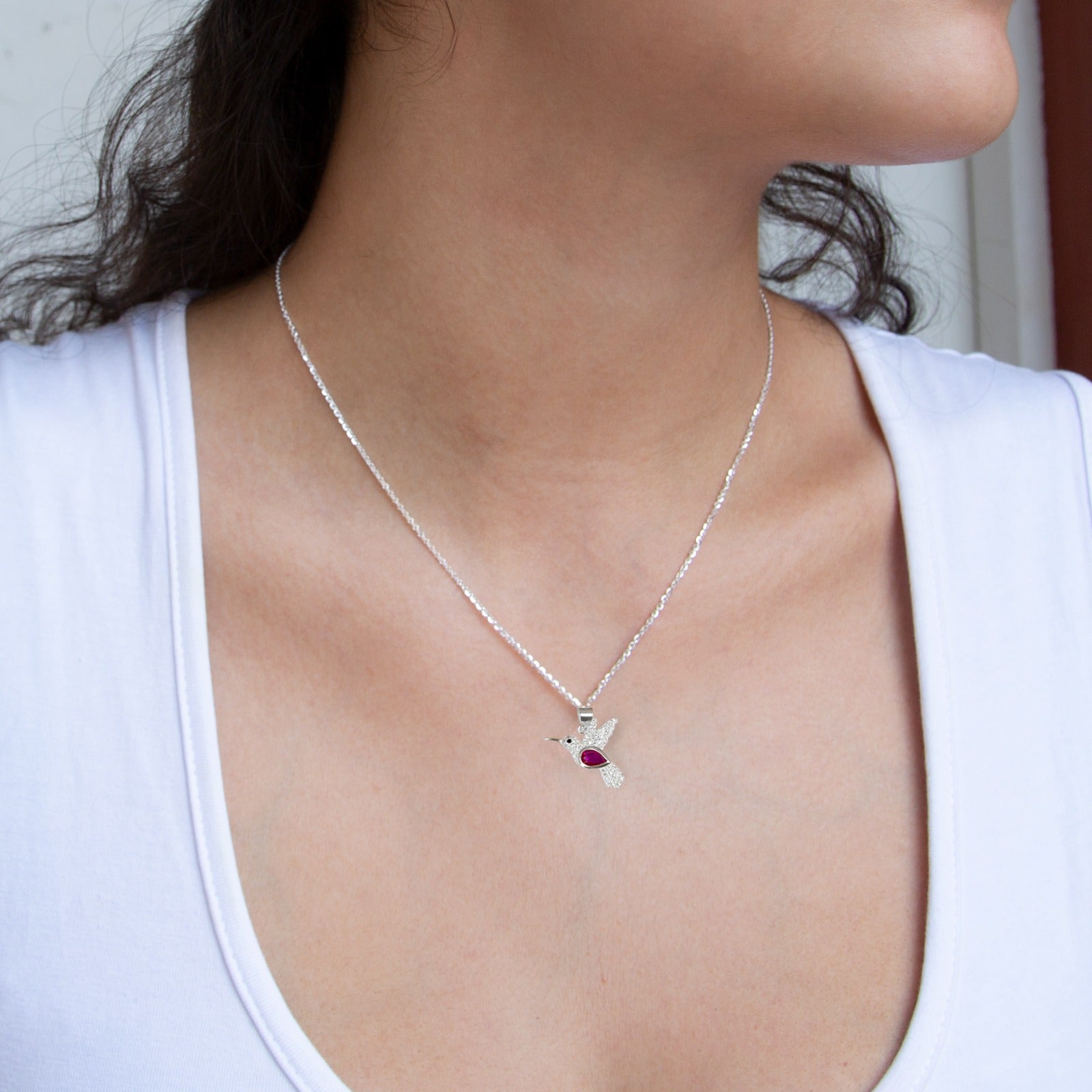 NUEVO COLLAR COLIBRÍ "ALMA MAGENTA" EN PLATA
