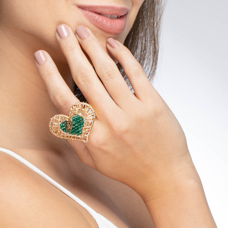 CONJUNTO LUCRE MIA AROS + ANILLO VERDE