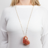 CONJUNTO ATRAPASUEÑOS DE CORAZÓN  COLLAR + ANILLO FIJO ROJO