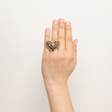 CONJUNTO ATRAPASUEÑOS DE CORAZÓN  COLLAR + ANILLO FIJO NEGRO