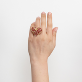 CONJUNTO ATRAPASUEÑOS DE CORAZÓN  COLLAR + ANILLO FIJO ROJO